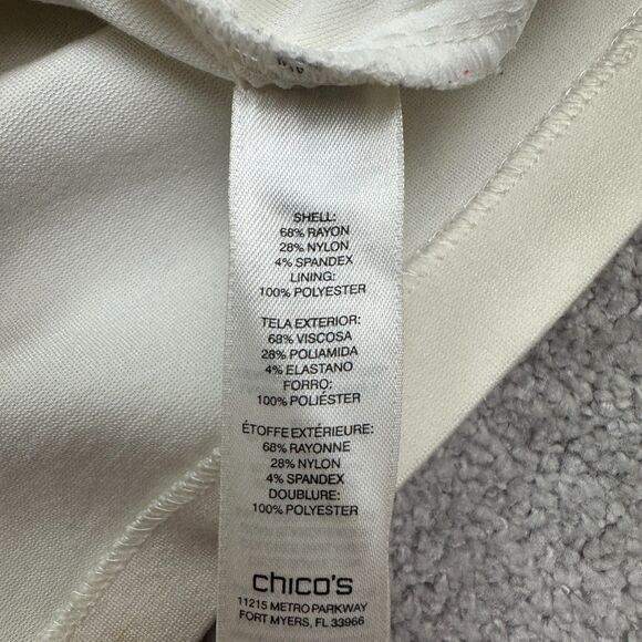 Chico's Midi Sheath Dress Womens 0 us 4 Cream Ivory 3/4 Sleeve Ponte Knit Work - Picture 11 of 16